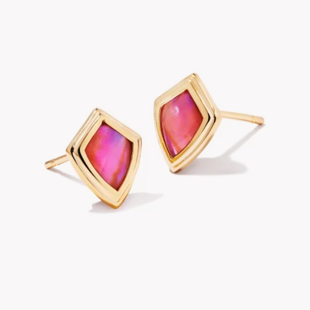 light burgundy illusion kendra scott monica gold stud earrings